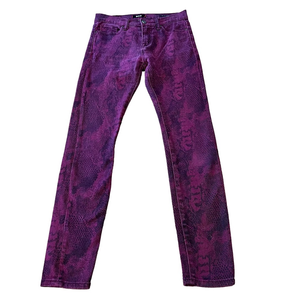 BDG High Rise Cigarette Ankle Fuschia Snakeskin Print Skinny Stretch Jea…